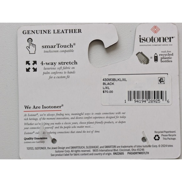 Isotoner SmarTouch Genuine Leather Gloves Womens Size‎ L/XL NWT $70 - Picture 7 of 7